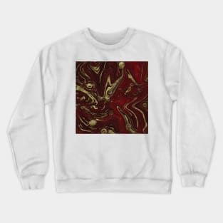 Gold Faux Glitter & Maroon Red Marble Abstract Art Crewneck Sweatshirt